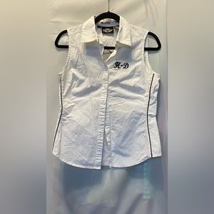 Harley Davidson Sleeveless White Shirt Size S